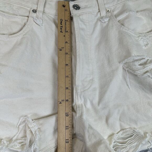 Free People Shorts Womens 30 Distress Denim Jean White Cut Off Button Fly We The - Picture 4 of 13